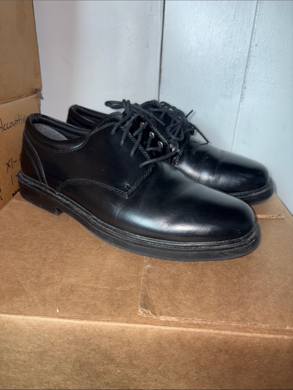 Nunn Bush Black Leather Derby Lace-Up Shoes size 8.5 M